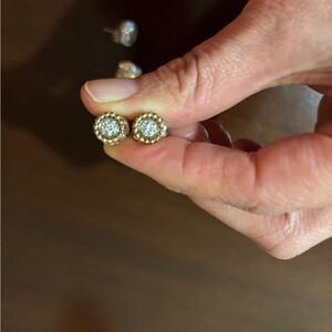 Lagos two tone diamond stud earrings